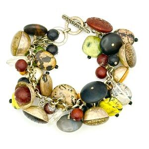 Silpada Retired B2003 Cha Cha Mixed Gemstone & Wood Beads Bracelet